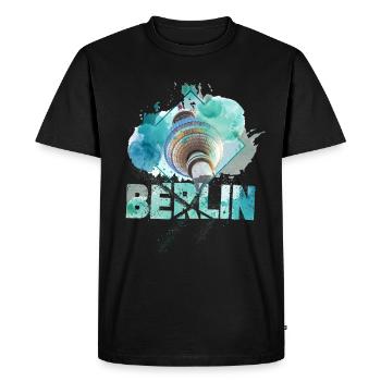 Berlin Allemagne City Skyline Splash coloré - T-shirt Premium bio Homme - noir - Devant - Nico (187cm)
