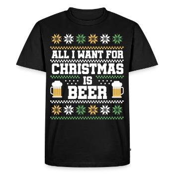 Christmas Saying Beer - Men's Premium Organic T-Shirt - black - Front - Nico (187cm)