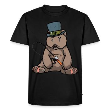 Brown Bear Grizzly Amgler canne à pêche - T-shirt Premium bio Homme - noir - Devant - Nico (187cm)