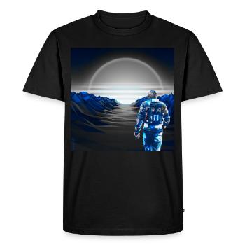 Cyber Sunset gray blue - Futuristic - Men's Premium Organic T-Shirt - black - Front - Nico (187cm)