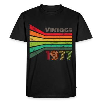 Vintage 1977 - Men's Premium Organic T-Shirt - black - Front - Nico (187cm)