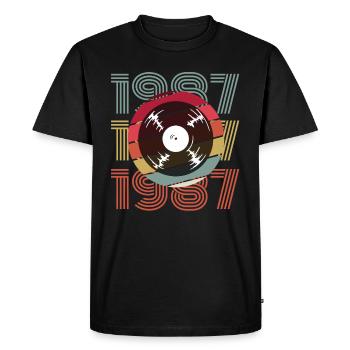 Millésime 1987 - T-shirt Premium bio Homme - noir - Devant - Nico (187cm)