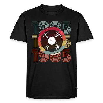 Årgang 1985 - Herre Premium økologisk T-shirt - sort - Foran - Nico (187cm)