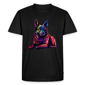 Colorful Norwegian-elkhound - Men's Premium Organic T-Shirt - black - Front - Nico (187cm)