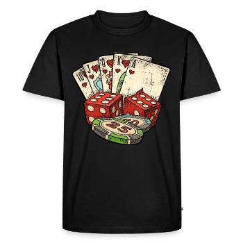 Poker Vintage - Men's Premium Organic T-Shirt - black - Front - Nico (187cm)