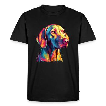 Design d’art coloré Weimaraner - T-shirt Premium bio Homme - noir - Devant - Nico (187cm)