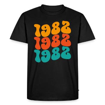Millésime 1982 - T-shirt Premium bio Homme - noir - Devant - Nico (187cm)