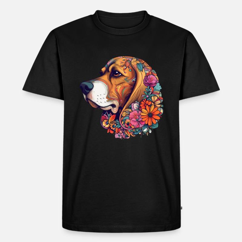 Buntes Beagle-Kunstdesign - Männer Premium Bio T-Shirt - Schwarz