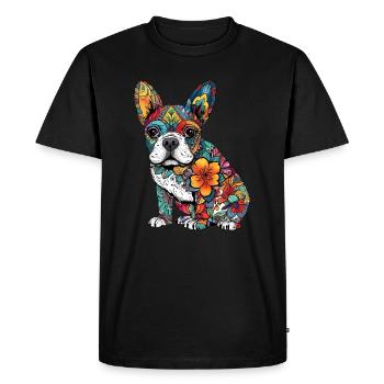 Design d’art coloré de bouledogue français - T-shirt Premium bio Homme - noir - Devant - Nico (187cm)