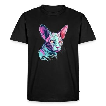 Colorful Sphynx cat - Men's Premium Organic T-Shirt - black - Front - Nico (187cm)