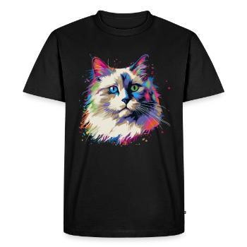 Colorful Ragdoll cat - Men's Premium Organic T-Shirt - black - Front - Nico (187cm)