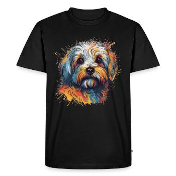 Chien havanais coloré - T-shirt Premium bio Homme - noir - Devant - Nico (187cm)