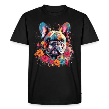 Bouledogue français coloré - T-shirt Premium bio Homme - noir - Devant - Nico (187cm)