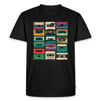 Music cassette retro - Men's Premium Organic T-Shirt - black - Front - Nico (187cm)
