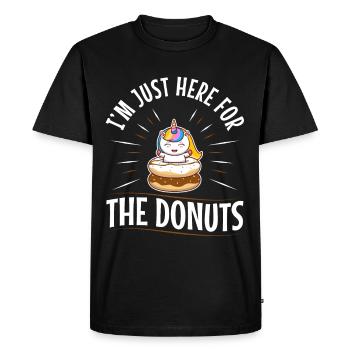 Je suis juste là pour les beignets - T-shirt Premium bio Homme - noir - Devant - Nico (187cm)