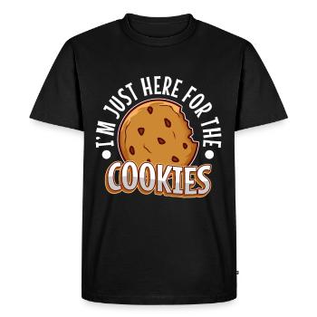 Je suis juste là pour les cookies - T-shirt Premium bio Homme - noir - Devant - Nico (187cm)