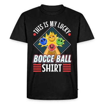 Ceci est ma boule de pétanque chanceuse - T-shirt Premium bio Homme - noir - Devant - Nico (187cm)