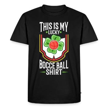 Ceci est ma boule de pétanque chanceuse - T-shirt Premium bio Homme - noir - Devant - Nico (187cm)