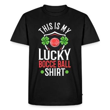 Ceci est ma boule de pétanque chanceuse - T-shirt Premium bio Homme - noir - Devant - Nico (187cm)