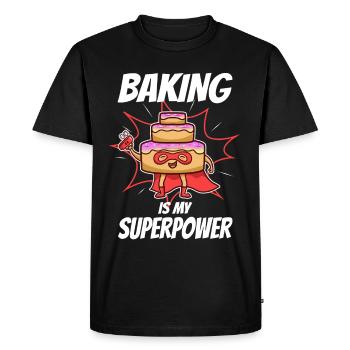La pâtisserie est mon superpouvoir, Torte - T-shirt Premium bio Homme - noir - Devant - Nico (187cm)