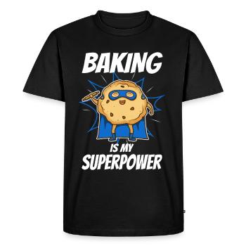 La pâtisserie est mon superpouvoir, Biscuit - T-shirt Premium bio Homme - noir - Devant - Nico (187cm)