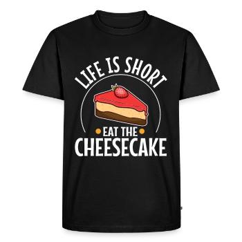 La vie est courte manger le gâteau - T-shirt Premium bio Homme - noir - Devant - Nico (187cm)