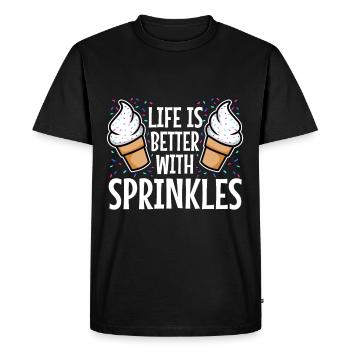 La vie est meilleure avec Sprinkles - T-shirt Premium bio Homme - noir - Devant - Nico (187cm)