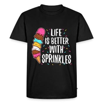 Life Is Better With Sprinkles - Men's Premium Organic T-Shirt - black - Front - Nico (187cm)