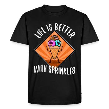 La vie est meilleure avec Sprinkles - T-shirt Premium bio Homme - noir - Devant - Nico (187cm)