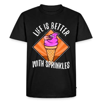 La vie est meilleure avec Sprinkles - T-shirt Premium bio Homme - noir - Devant - Nico (187cm)
