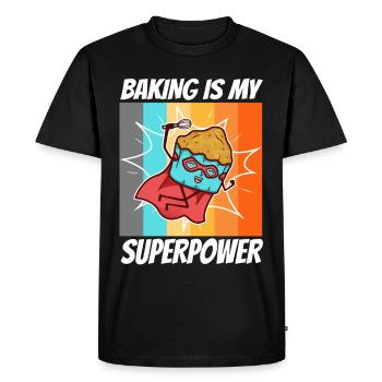 Baking is my Superpower, Muffin - Men's Premium Organic T-Shirt - black - Front - Nico (187cm)