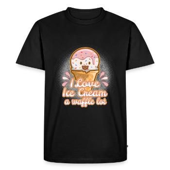 J’aime la crème glacée beaucoup gaufre - T-shirt Premium bio Homme - noir - Devant - Nico (187cm)
