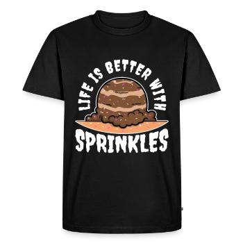 Life Is Better With Sprinkles - Men's Premium Organic T-Shirt - black - Front - Nico (187cm)