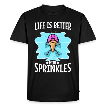 Life Is Better With Sprinkles - Men's Premium Organic T-Shirt - black - Front - Nico (187cm)