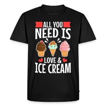 Tout ce dont vous avez besoin, c’est d’amour et de crème glacée - T-shirt Premium bio Homme - noir - Devant - Nico (187cm)