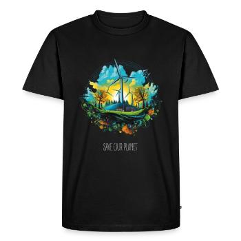 Save our planet - Environmental protection Climate protection - Men's Premium Organic T-Shirt - black - Front - Nico (187cm)