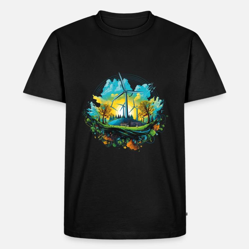 Windrad Windräder Umweltschutz - Männer Premium Bio T-Shirt - Schwarz