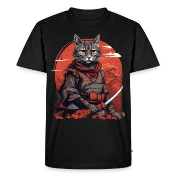 Samurai Cat Japan - Men's Premium Organic T-Shirt - black - Front - Nico (187cm)