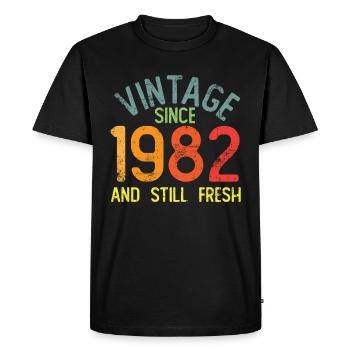 Millésime 1982 - T-shirt Premium bio Homme - noir - Devant - Nico (187cm)