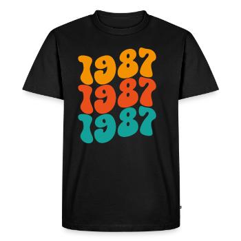 Millésime 1987 - T-shirt Premium bio Homme - noir - Devant - Nico (187cm)