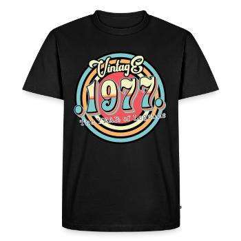 Vintage 1977 - Men's Premium Organic T-Shirt - black - Front - Nico (187cm)