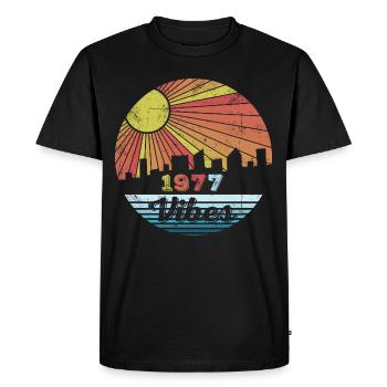 Vintage 1977 - Men's Premium Organic T-Shirt - black - Front - Nico (187cm)