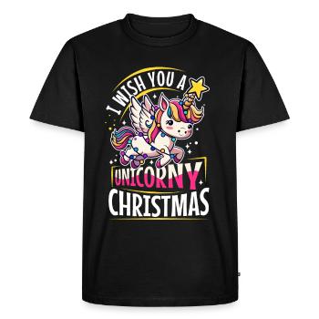 Je vous souhaite un Noël de Licorne - T-shirt Premium bio Homme - noir - Devant - Nico (187cm)