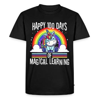 Happy 100 Days of Magical Learning - Men's Premium Organic T-Shirt - black - Front - Nico (187cm)