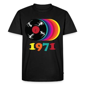 Millésime 1971 - T-shirt Premium bio Homme - noir - Devant - Nico (187cm)