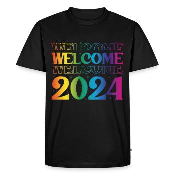 Bonne année 2024 - T-shirt Premium bio Homme - noir - Devant - Nico (187cm)