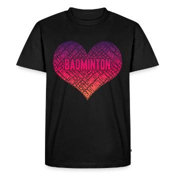 Cœur de badminton - T-shirt Premium bio Homme - noir - Devant - Nico (187cm)
