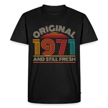 Millésime 1971 - T-shirt Premium bio Homme - noir - Devant - Nico (187cm)