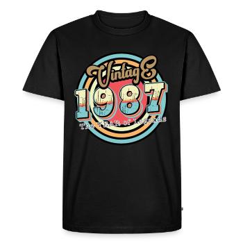 Millésime 1987 - T-shirt Premium bio Homme - noir - Devant - Nico (187cm)