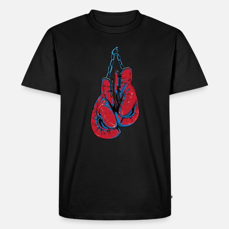 Rote Boxing Handschuhe - Männer Premium Bio T-Shirt - Schwarz